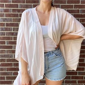 Talula Aritzia pale pink open cardigan kimono small/medium